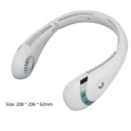 Ventilador portátil de cuello con pantalla digital USB Turbo sin aspas, plegable y silencioso para exteriores y hogar