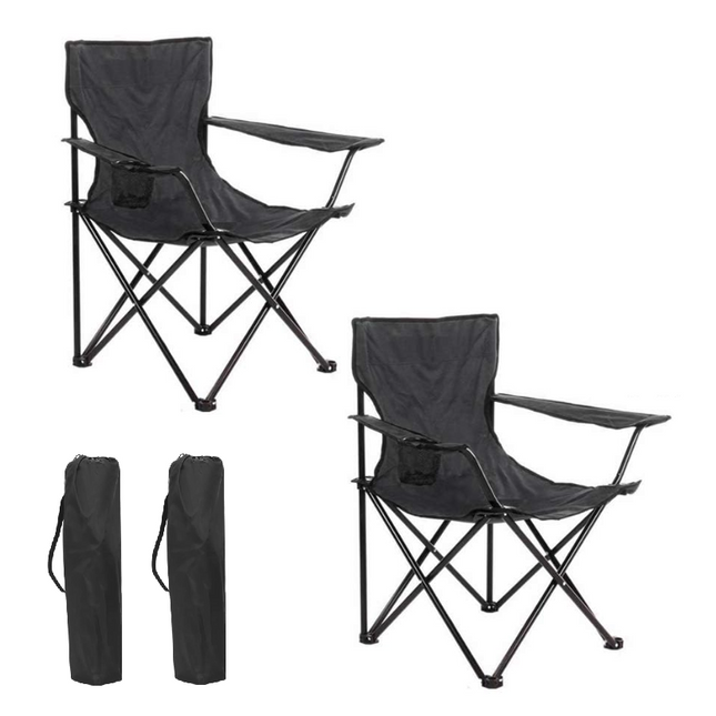 Set de 2 Sillas acampada plegable portátil sillas pesca camping playa con reposabrazos y bolsa de transporte senderismo trekking