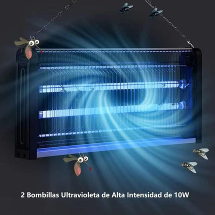 Lámpara Antimosquitos Matamoscas Eléctrico Lámpara Trampa UV Mata Mosquitos 20W para Interior y Exterior