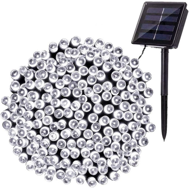 Guirnaldas Luces Solares 50-700 LED Blanco Cable Verde 2.5m-35m Exterior 8 Modos