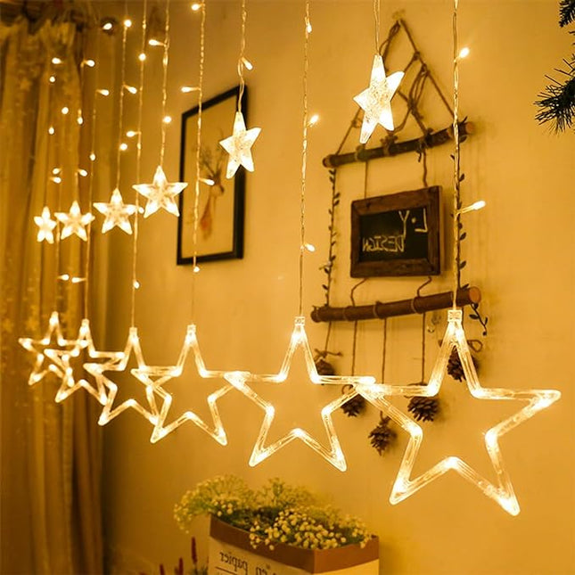 Luces LED de cortina 12 Luces Estrellas 138 LED 2.5*0.8m decoración Navidad boda fiesta decoración del hogar para Interior