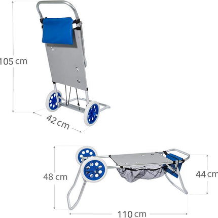 Carro portasillas Plegable, 110x38x42cm, Carro playa plegable de Aluminio para Camping y Playa Nuevo y Mejorado (Carro Portasilla)