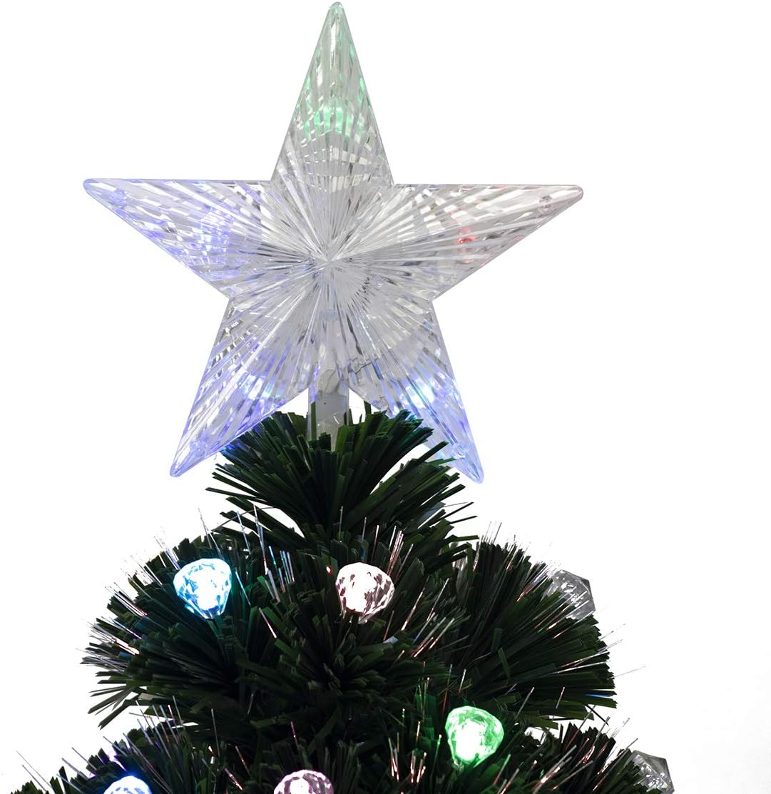 Árbol De Navidad De Fibra Óptica 60 Cm - Iluminación Multicolor RGBY, Baja Tensión