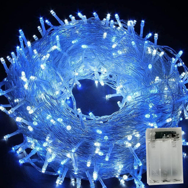 Guirnaldas Luces 20-100 LED Azul 2m-10m cable transparente Decoración para Arbol Navidad con Pilas