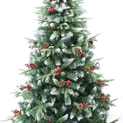 Árbol de Navidad Artificial, Piñas de Pino y Acebo, Verde Natural Verde, Material PVC, Soporte de Metal, 120cm - 240cm