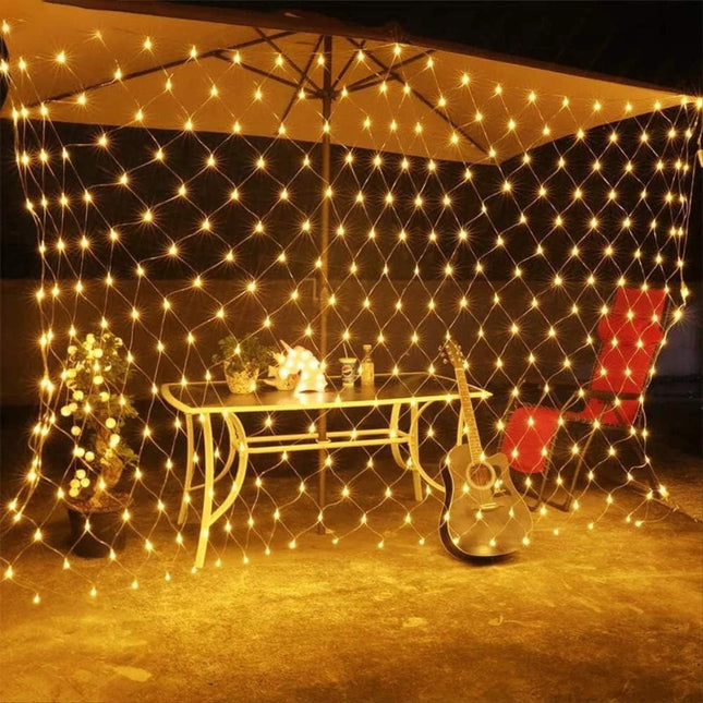 Guirnalda Luces 80 LEDs Luz de Red 1.2*1.2m 8 modos de brillo Exterior IP44
