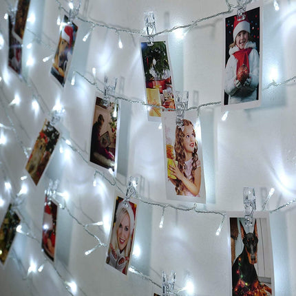 Guirnaldas Luces 20-100 LED Blanco 2m-10m cable transparente Decoración para Arbol Navidad con Pilas