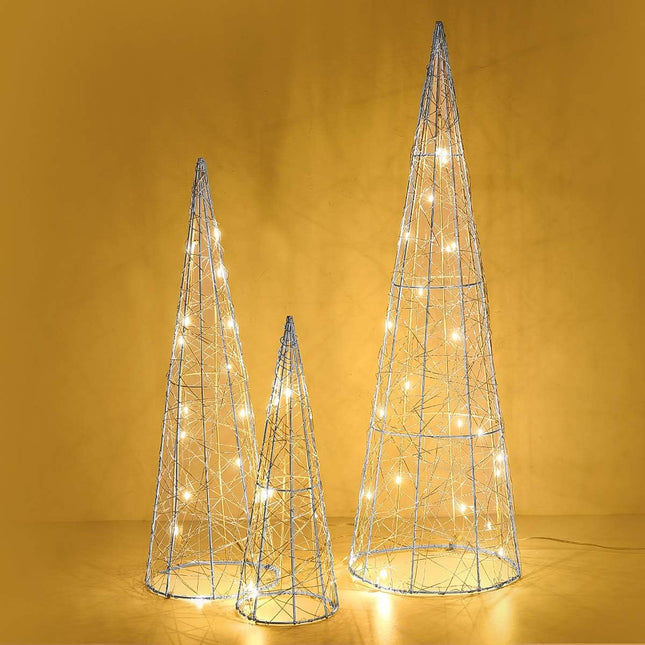 Luz de árbol de cono de metal tejida hermosa brillante resistente al agua