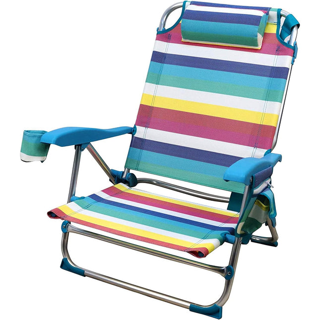 Silla de Playa Plegable y Reclinable con Cojín de 7 Posiciones de Aluminio y Tela Oxford 53X52X80CM