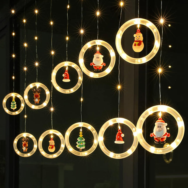 Cortina Luces Navidad con 10pcs Adornos Navideños