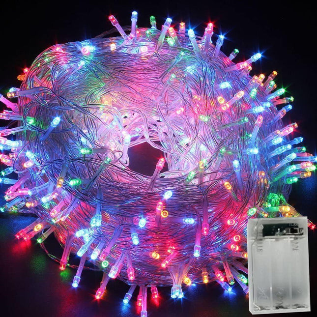 Guirnaldas Luces 20-100 LED Multicolor 2m-10m cable transparente Decoración para Arbol Navidad con Pilas
