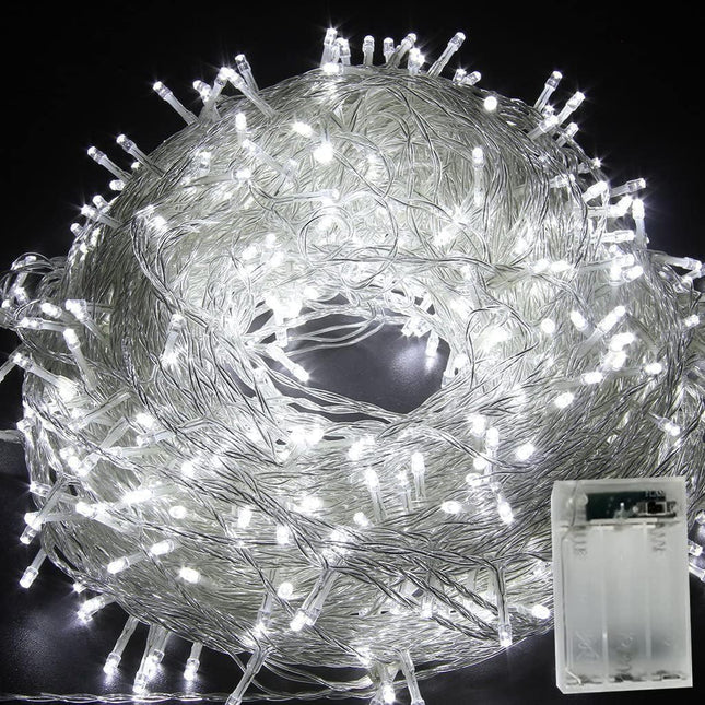 Guirnaldas Luces 20-100 LED Blanco 2m-10m cable transparente Decoración para Arbol Navidad con Pilas