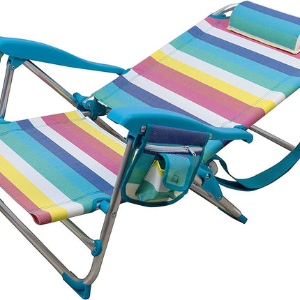 Silla de Playa Plegable y Reclinable con Cojín de 7 Posiciones de Aluminio y Tela Oxford 53X52X80CM