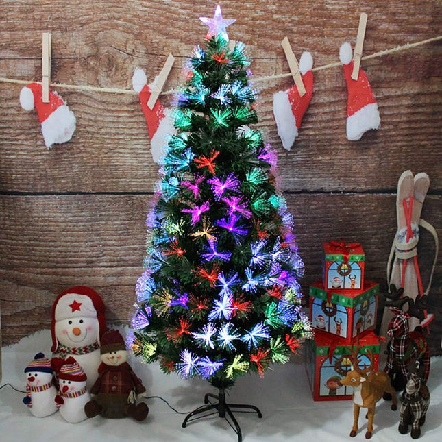Árbol Navidad con Luces Fibra Óptica de Colores