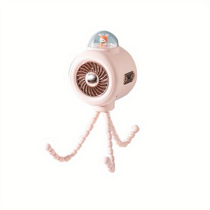 Ventilador de cochecito para bebé con movimiento automático y silencioso, portátil para exterior con diseño de pulpo y conejo, USB y
