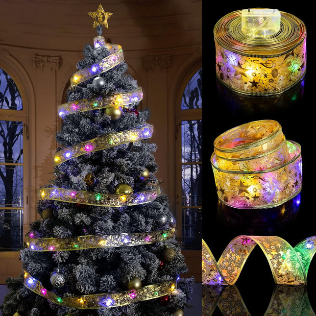 Luces de cinta de Navidad 5m 50 luces LED funciona con pilas luz de árbol de Navidad