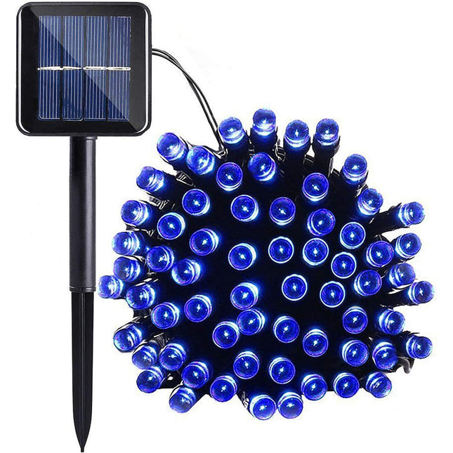 Guirnaldas Luces Solares 50-700 LED Azul Cable Verde 2.5m-35m Exterior 8 Modos