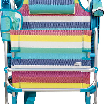 Silla de Playa Plegable y Reclinable con Cojín de 7 Posiciones de Aluminio y Tela Oxford 53X52X80CM