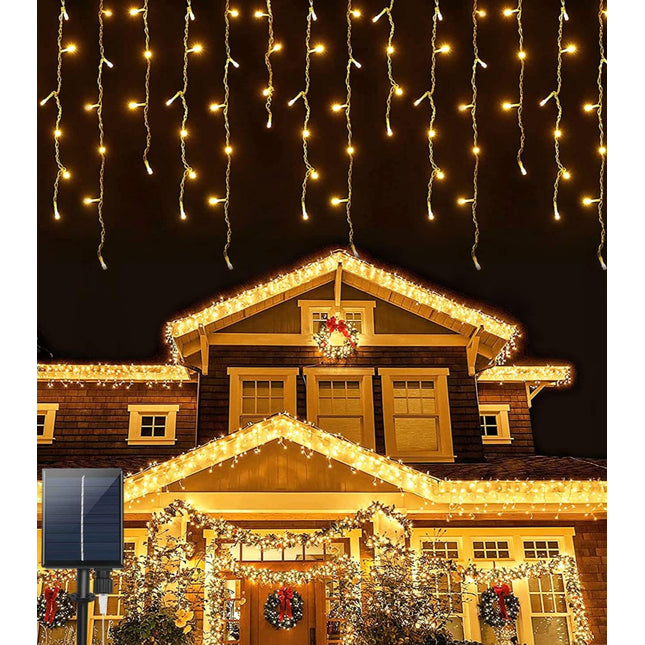 Cortina de Luces Solar Tira de luces 100/200 LED transparente Exterior IP44