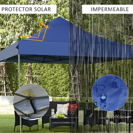 Carpa Plegable 3x3m Multifuncional Altura Ajustable 1.8-2.1m Cenador Impermeable para Exteriores