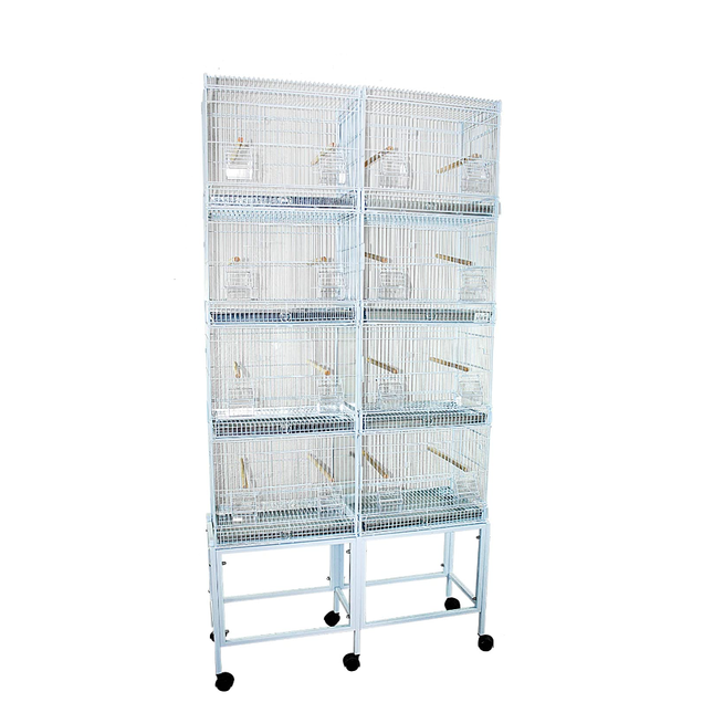 Pajarera Jaula Pájaros Jaula de Cría Dividida Grande con Ruedas Voladero Metálica Dividida para Criadores Bandeja Extraíble