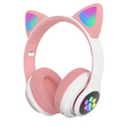 Auriculares Bluetooth inalámbricos con luz LED para gaming con diseño orejas y patitas de gato