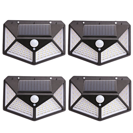 Set de 4 Lámparas solar de pared con sensor de movimiento y 100 LED, resistente al agua para exteriores