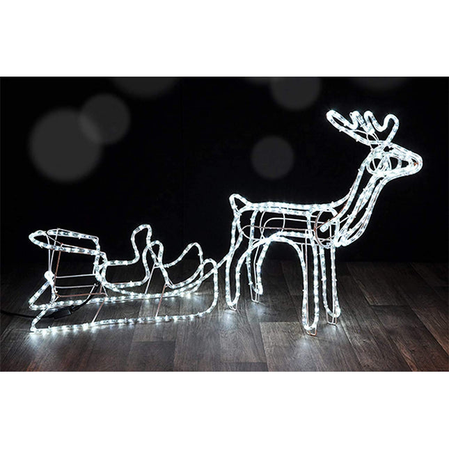 Reno con trineo de luces led, tubo de luz de 11 metros, para interior y exterior, 140 x 60 x 30 cm