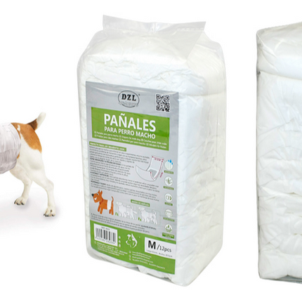 Pañales desechables para perros machos pañal sanitarios para perro mascotas  bragas higiénicas suaves absorbentes L (20.5x81.5cm) 36uds