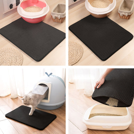 Alfombra Gatos Arenero Doble Capa Impermeable Alfombrilla Arenero Gato Cat Litter Mat Fácil de Limpiar