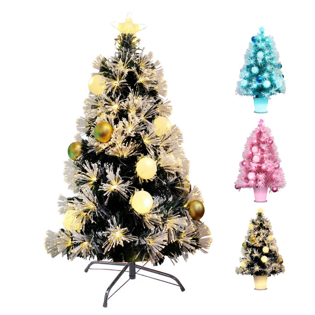 Árbol de Navidad Artificial con Bolas de Luz LED (Verde Azul Rosa)