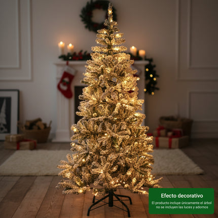 Árbol de Navidad Nevado Artificial con Nieve PVC Blanco 120/150/180/210/240cm