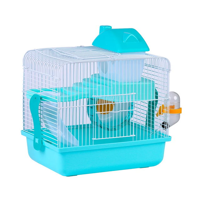 Jaula para roedores hamster casita 2 niveles casita hamster resistente buena ventilación  28.9x22.2x30.1cm
