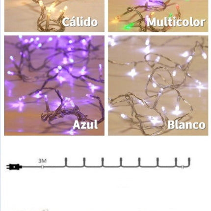 Guirnaldas Luces 100-1000 LED 7.95m-79.92m Exterior Enchufar cable transparente Decoración para Navidad Varios Colores