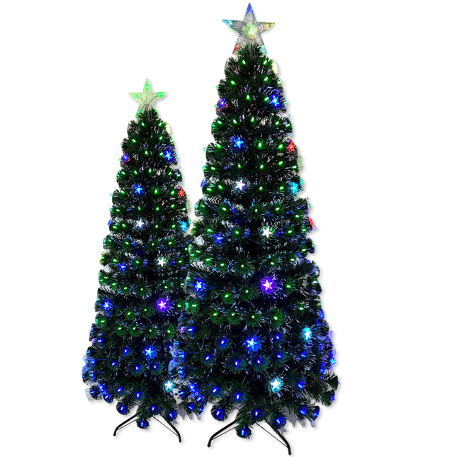 Árbol de Navidad Verde de Fibra Óptica con Luces Multicolor