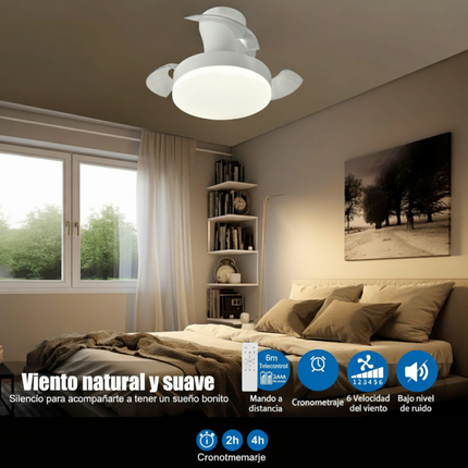 Ventilador de Techo con Luz Pequeño Motor DC Ultra Silencioso, 6 Velocidades, 3 Colores  60cm