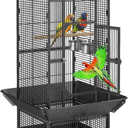 Jaula voladera para loro grande voladero metal pajarera para pájaros periquito cnarios con parque de juegos saltado comedero 45.7x45.7x156cm