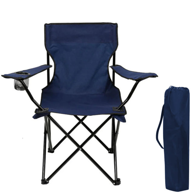 Silla plegable camping silla pesca playa acampada exterior con reposabrazos portavaso de malla blosa lateral resistente 50x50x80cm