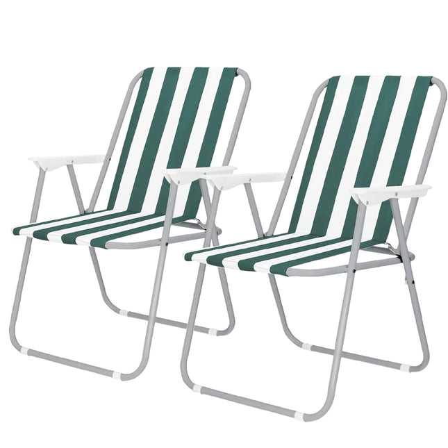 Pack de 2 sillas de Playa Plegables con Reposabrazos silla playa plegable portátil para ocio al aire libre camping 74X52X38CM