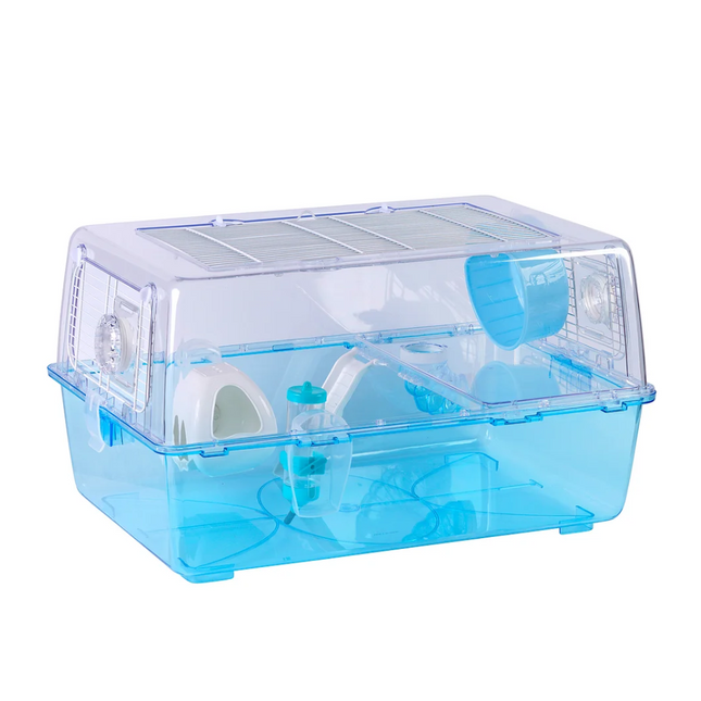 Jaula para hamster casa de 2 platas para roedores grande semitransparente resistente 61x40x34cm