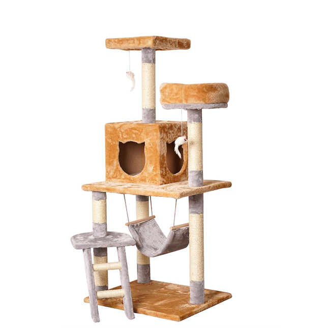 Rascador árbol para Gato Grande 5 Niveles Escalada Plataforma Refugios Juguete Desestresante  60x50x145cm