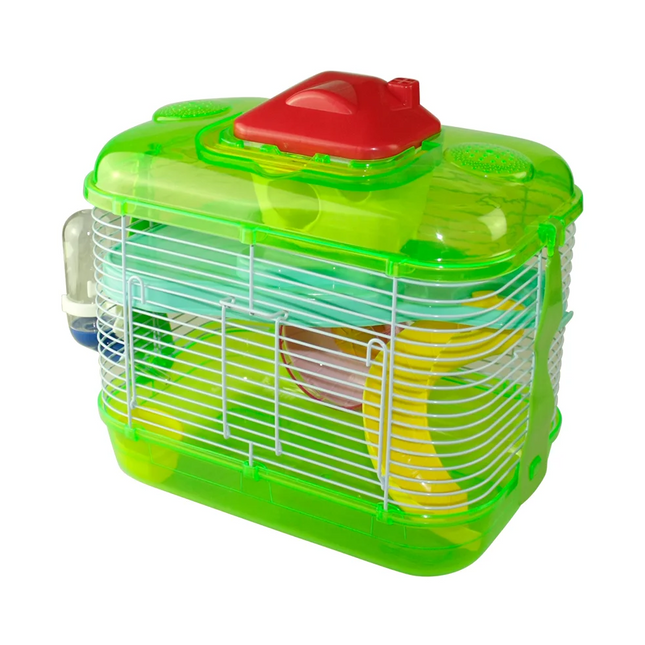 Jaula para Hámster Casa para Jerbos Pequeña con Bebedero Comedero Caseta Medida 33x21x27cm