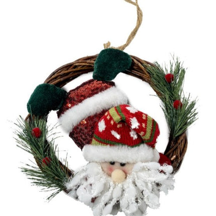 Corona de Navidad Muñeco de Nieve de Navidad y Muñeco de Papá Noel con Colgante para Pared y Puerta varios tamaños
