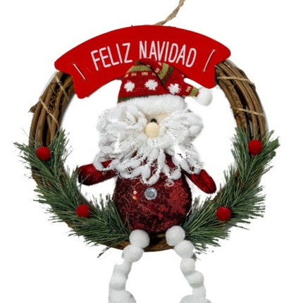 Corona de Navidad Muñeco de Nieve de Navidad y Muñeco de Papá Noel con Colgante para Pared y Puerta