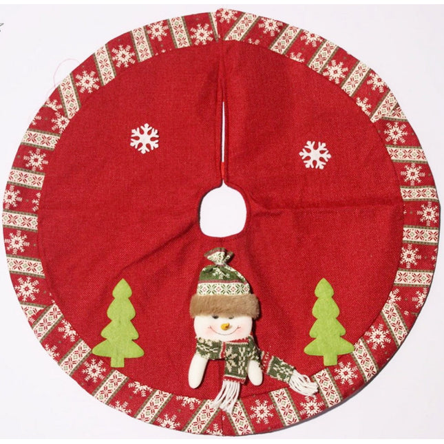 Falda del árbol de Navidad 60cm Rojo Estampado de Papanoel o Muñeca de Nieve
