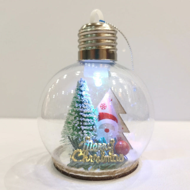 Bola de Navidad LED 8cm adorno de bola de Navidad plástico transparente decoración de árbol de Navidad