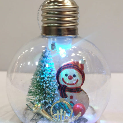 Bola de Navidad LED 8cm adorno de bola de Navidad plástico transparente decoración de árbol de Navidad