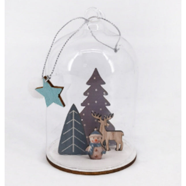 Bola de cristal colgante con escena tradicional para árbol de Navidad 7*10.5cm