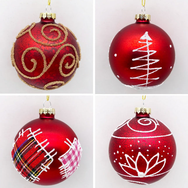 Set de 4 Bolas de Navidad Plateadas 8cm Bolas de Adornos de Árbol de Navidad