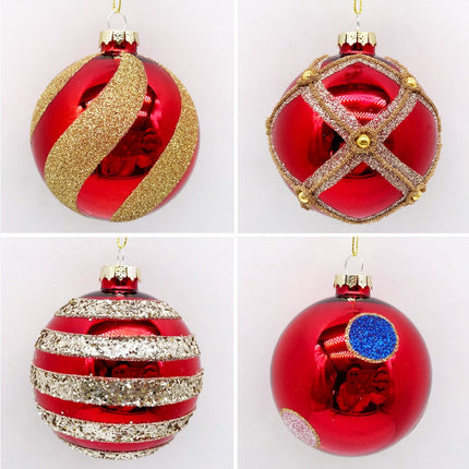 Set de 4 Bolas de Navidad Plateadas 8cm Bolas de Adornos de Árbol de Navidad
